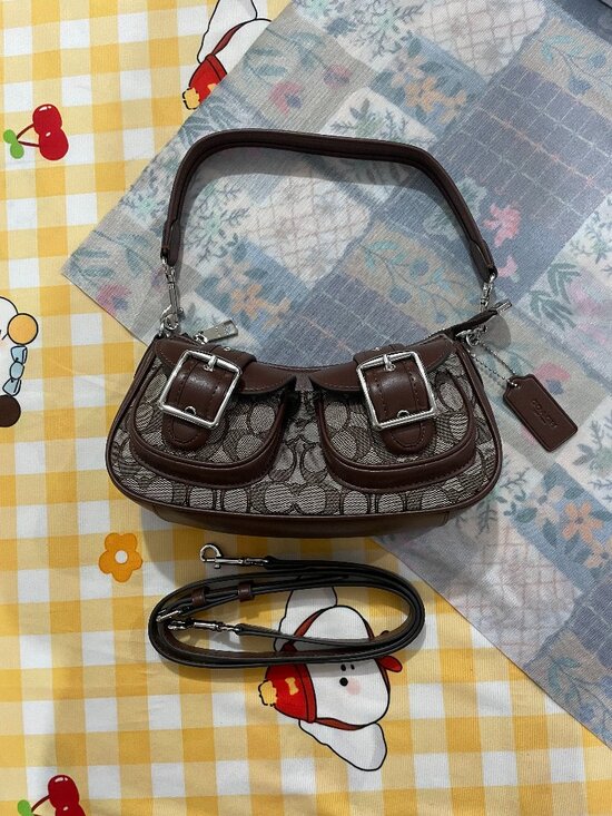 Coach Handbags - Coach Signature Double-Buckle Bag (Underarm/Crossbody)